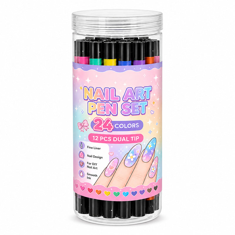 LIMITED‑TIME 50% OFF! 24 Colors Dual Ended Nail Art Pens Set – Creative, Salon‑Quality, Easy DIY
