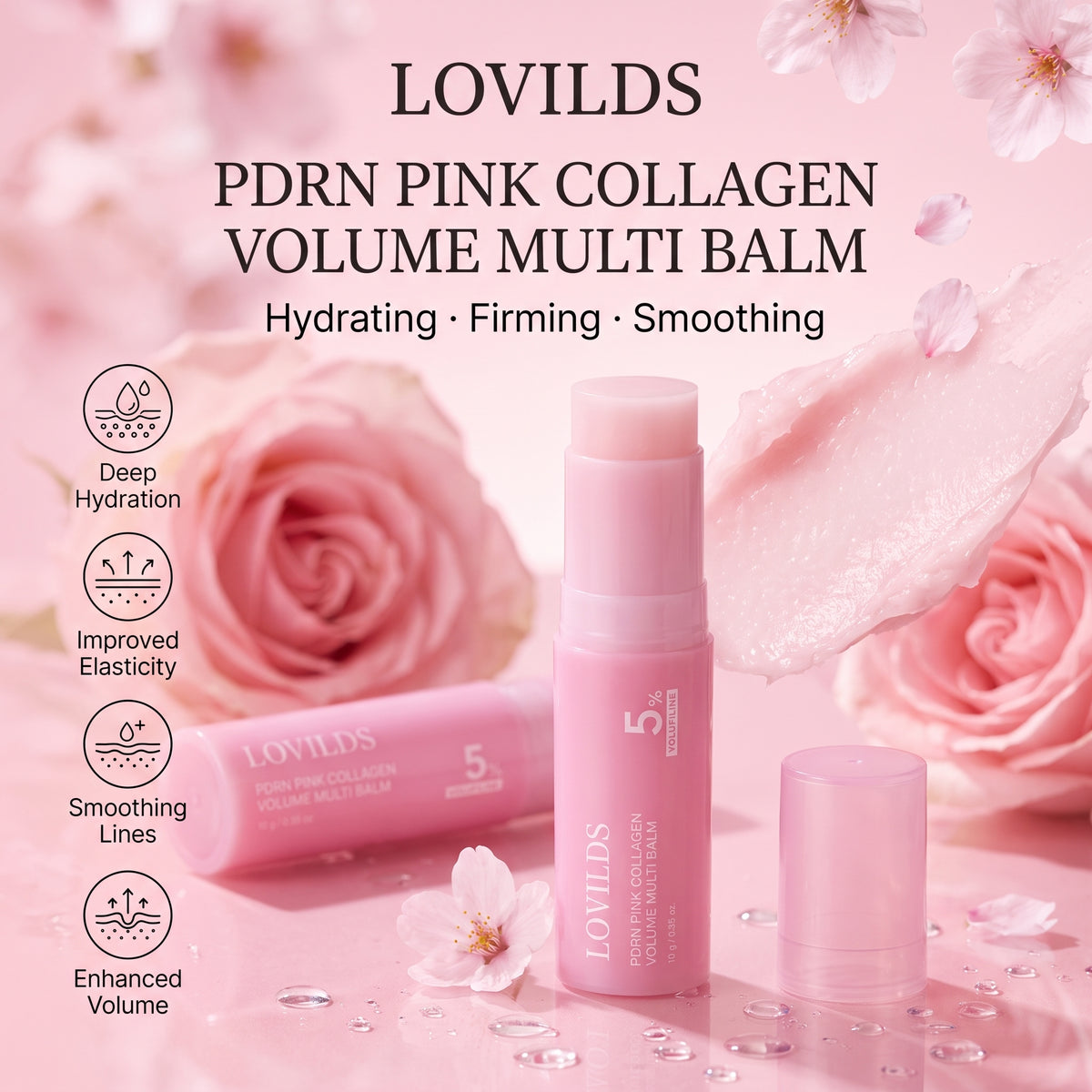 Last Day Buy 1 Get 1 Free LOVILDS Korean PDRN Pink Collagen Volume Multi Balm