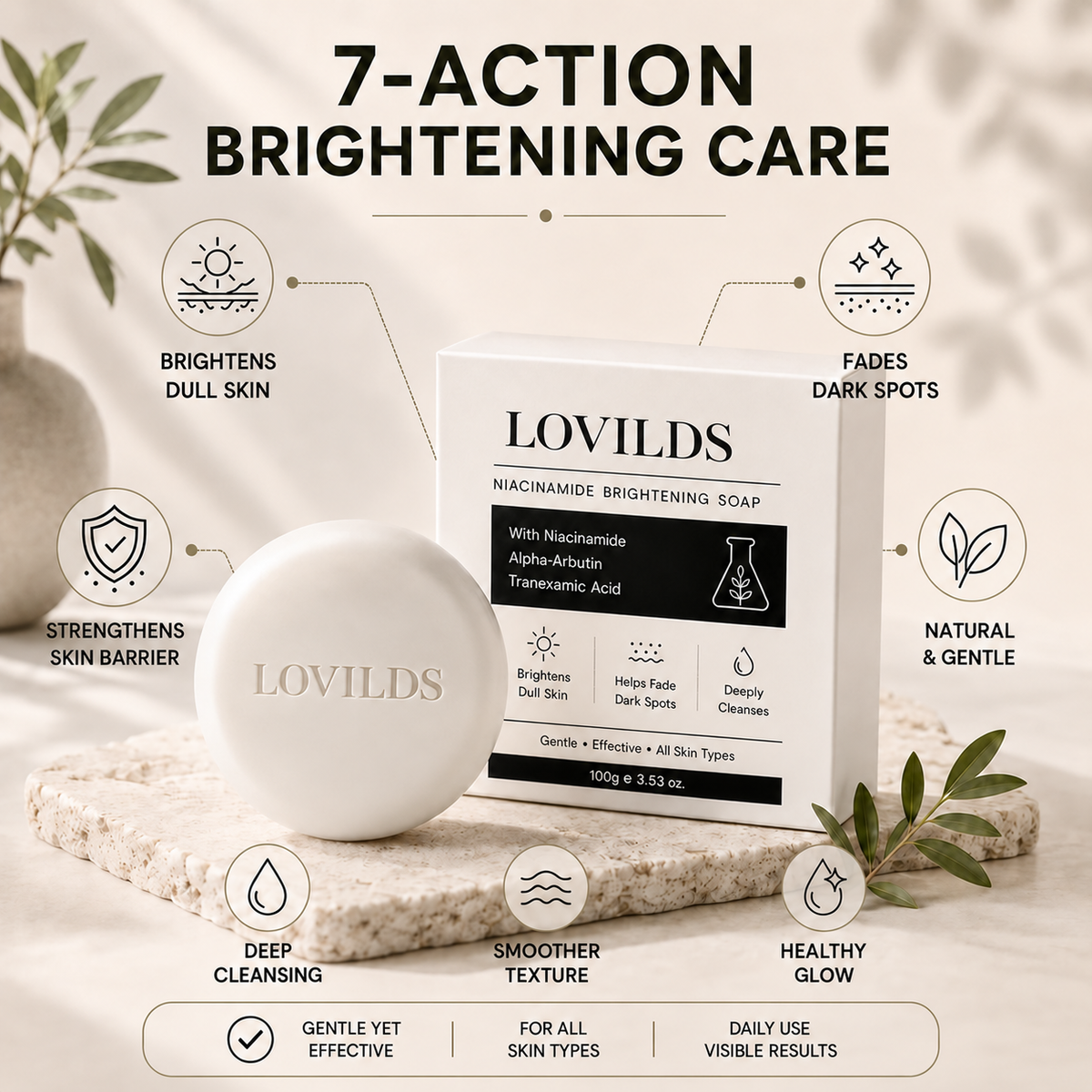Niacinamide Brightening Soap for Dark Spots, Freckles, Acne Marks & Uneven Skin Tone