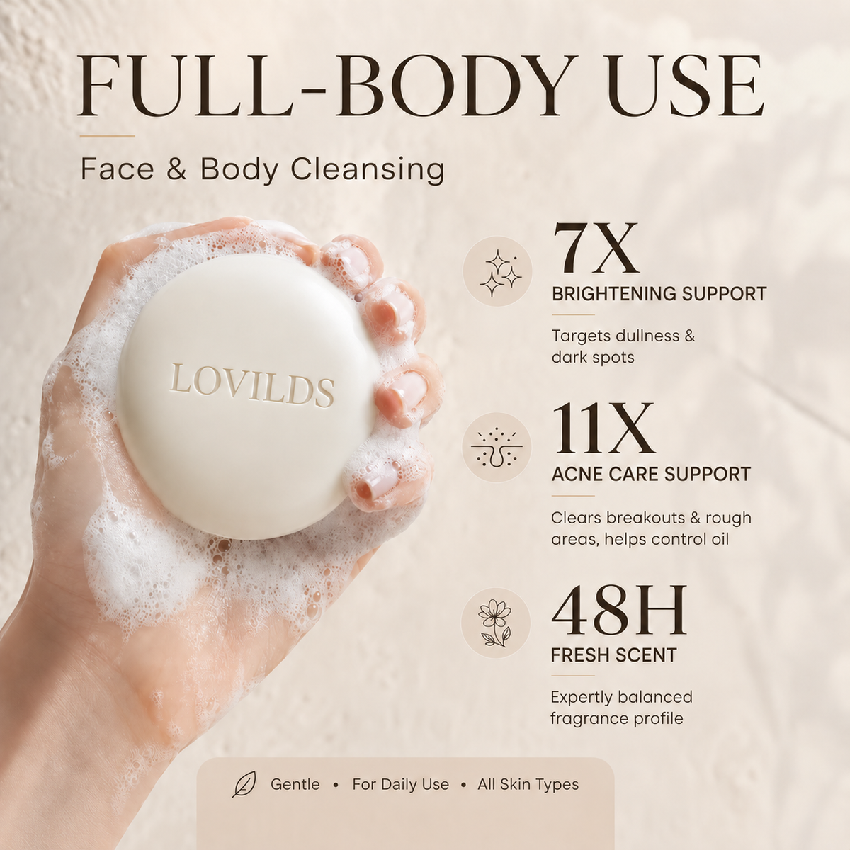Niacinamide Brightening Soap for Dark Spots, Freckles, Acne Marks & Uneven Skin Tone