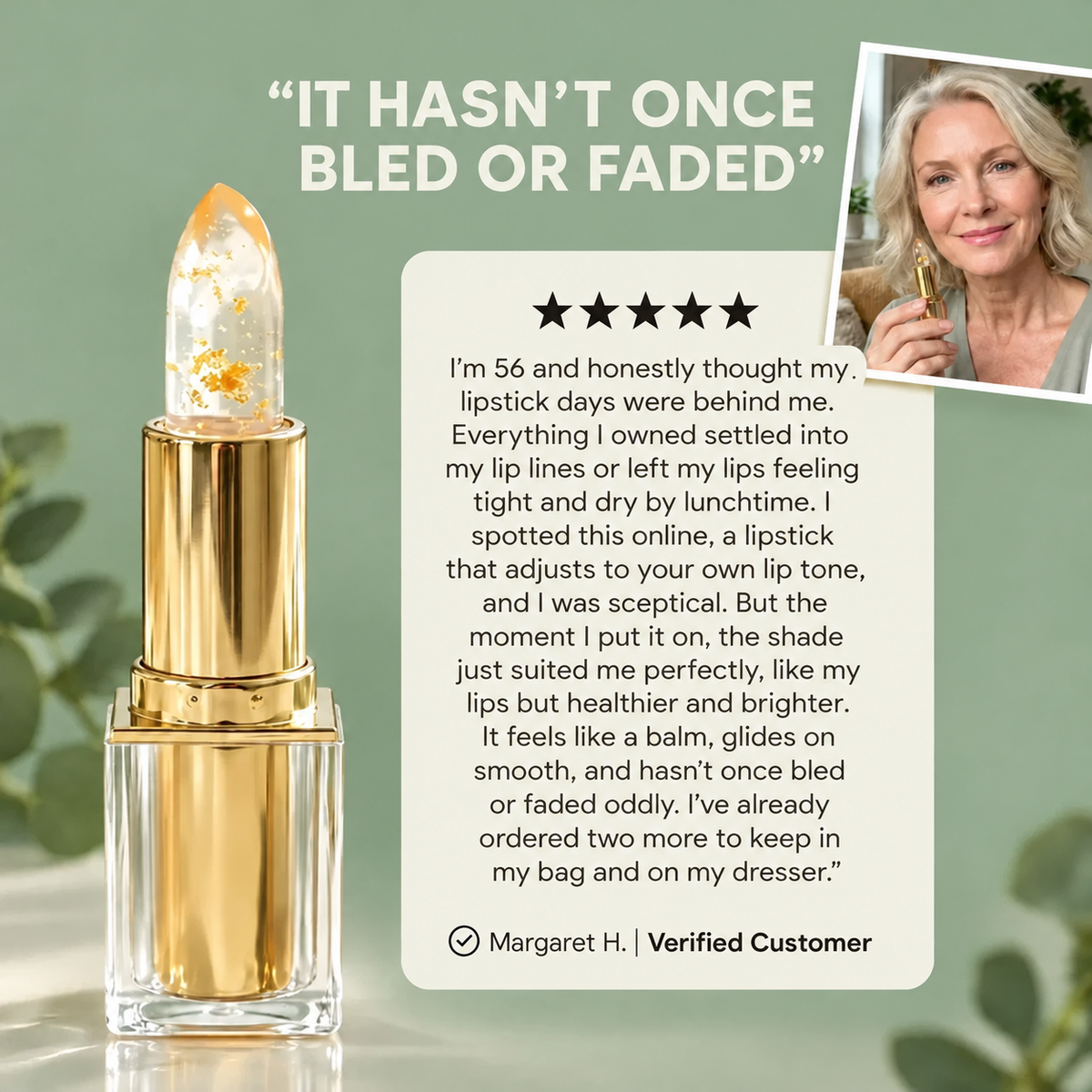 Lipstick for Mature Lips-2-in-1 Color-Adapting Lipstick & Balm
