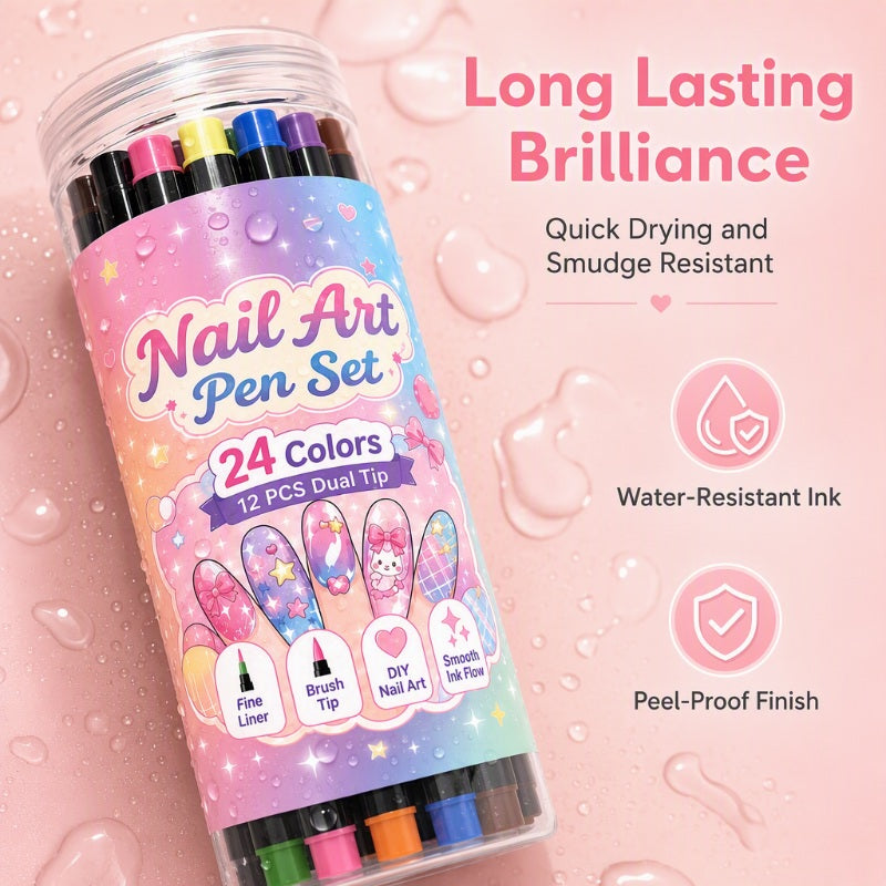 LIMITED‑TIME 50% OFF!  24 Colors Dual Ended Nail Art Pens Set – Creative, Salon‑Quality, Easy DIY