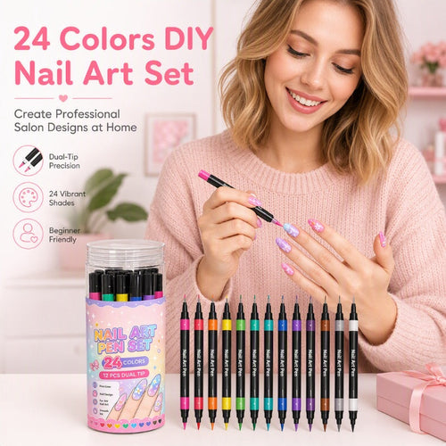 LIMITED‑TIME 50% OFF!  24 Colors Dual Ended Nail Art Pens Set – Creative, Salon‑Quality, Easy DIY