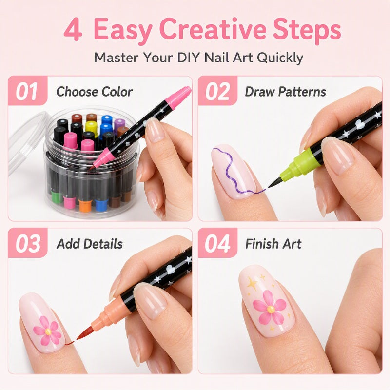 LIMITED‑TIME 50% OFF!  24 Colors Dual Ended Nail Art Pens Set – Creative, Salon‑Quality, Easy DIY