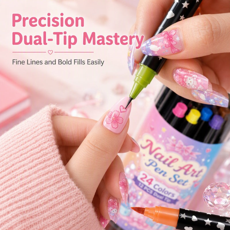 LIMITED‑TIME 50% OFF!  24 Colors Dual Ended Nail Art Pens Set – Creative, Salon‑Quality, Easy DIY