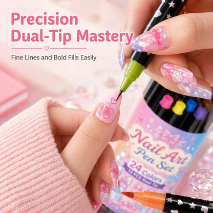 LIMITED‑TIME 50% OFF!  24 Colors Dual Ended Nail Art Pens Set – Creative, Salon‑Quality, Easy DIY