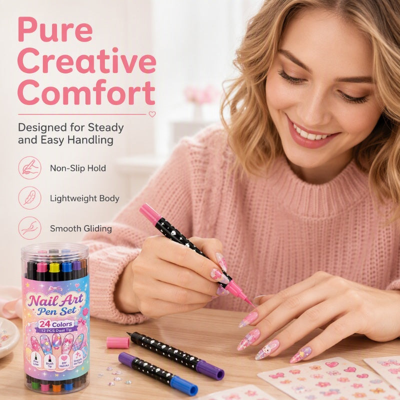 LIMITED‑TIME 50% OFF!  24 Colors Dual Ended Nail Art Pens Set – Creative, Salon‑Quality, Easy DIY