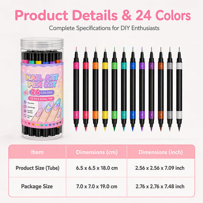 LIMITED‑TIME 50% OFF!  24 Colors Dual Ended Nail Art Pens Set – Creative, Salon‑Quality, Easy DIY