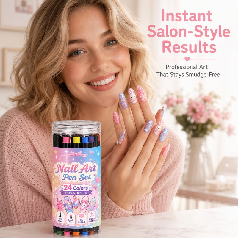 LIMITED‑TIME 50% OFF!  24 Colors Dual Ended Nail Art Pens Set – Creative, Salon‑Quality, Easy DIY