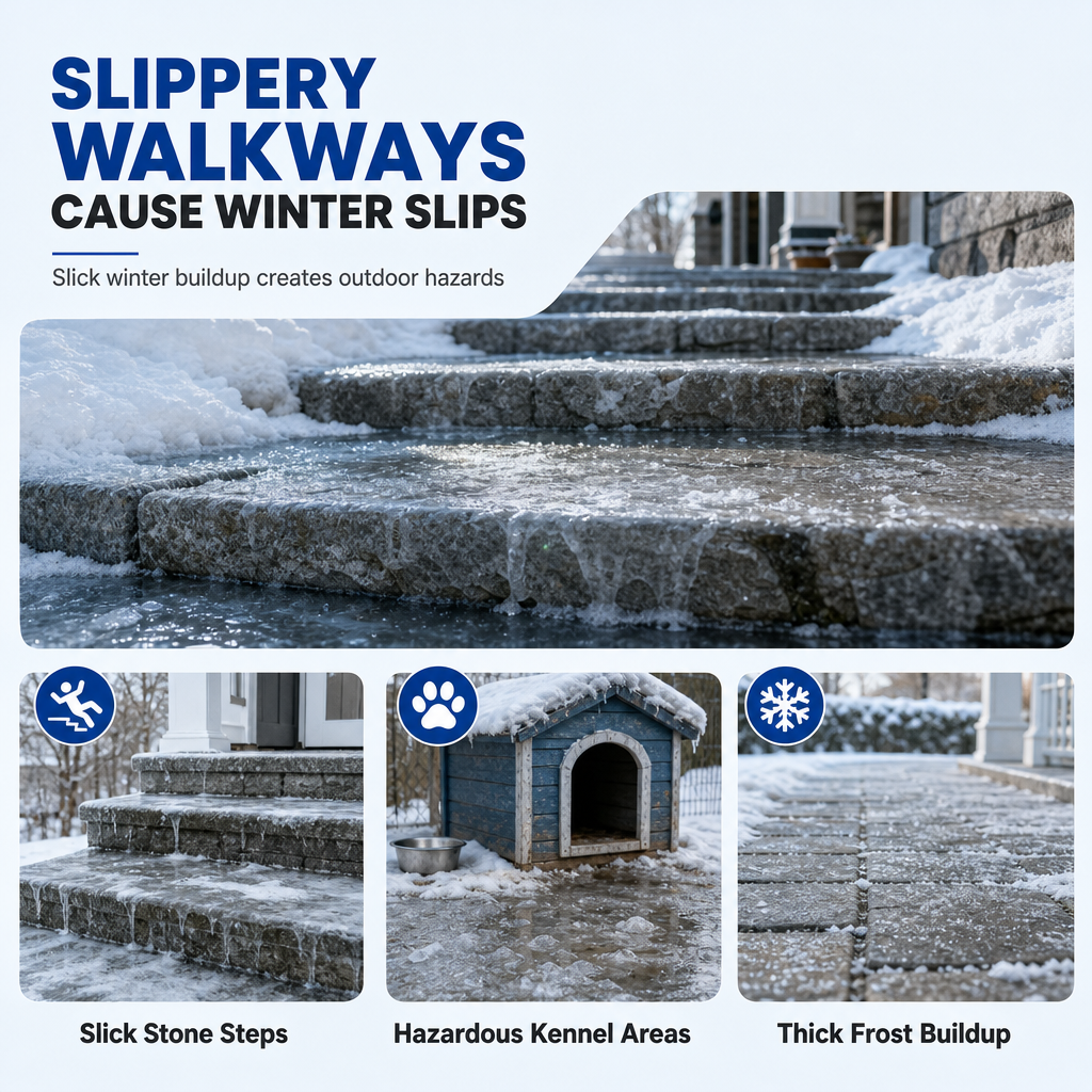 Outdoor De-Icing & Snow Melting Spray – pet-safe, dissolves frost on contact. Clear steps, walkways & patios fast!
