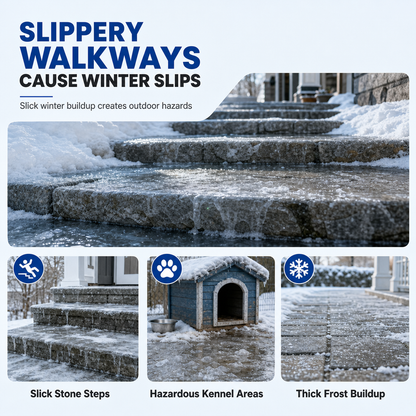 Outdoor De-Icing & Snow Melting Spray – pet-safe, dissolves frost on contact. Clear steps, walkways & patios fast!
