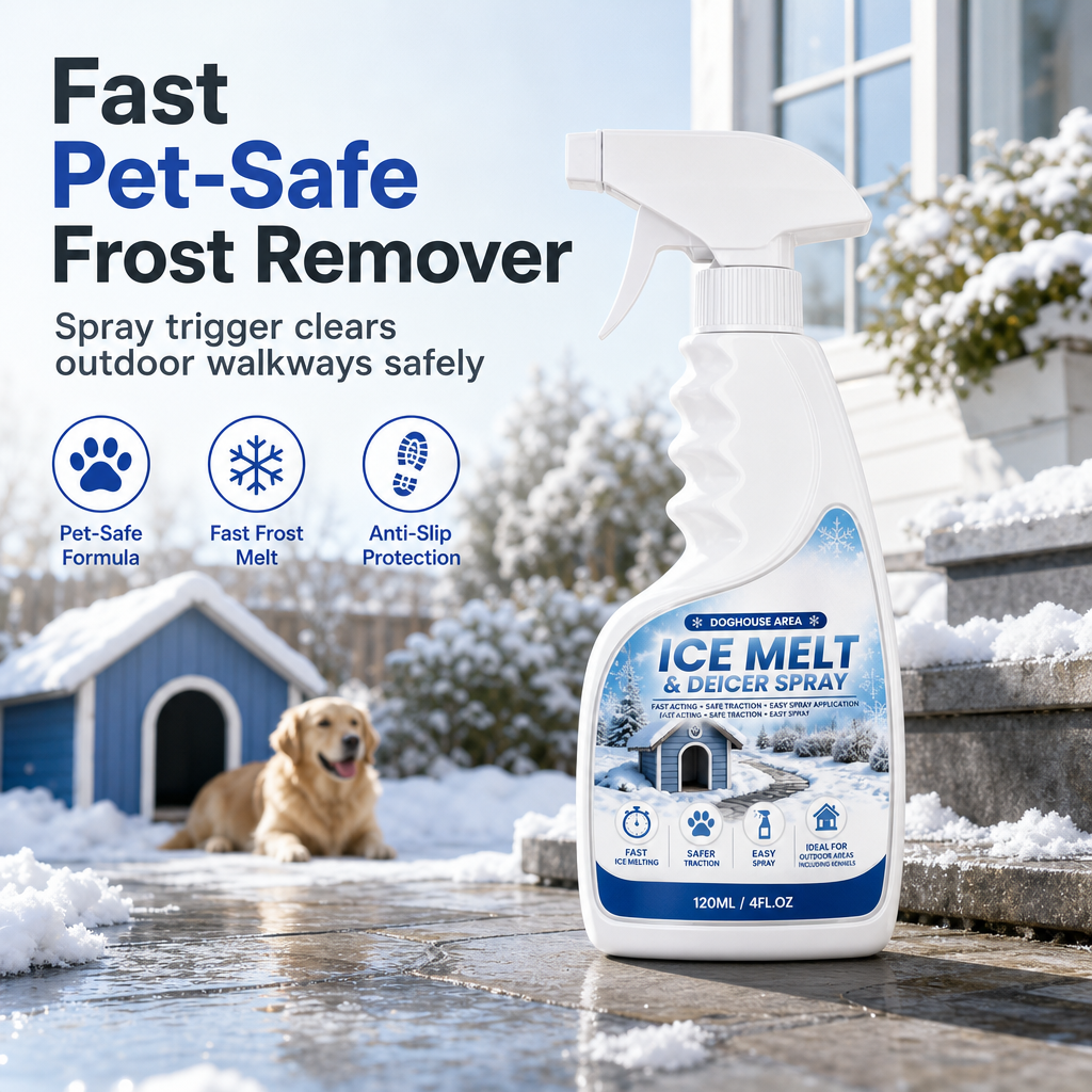 Outdoor De-Icing & Snow Melting Spray – pet-safe, dissolves frost on contact. Clear steps, walkways & patios fast!