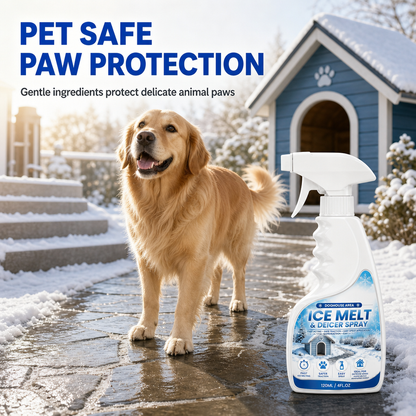 Outdoor De-Icing & Snow Melting Spray – pet-safe, dissolves frost on contact. Clear steps, walkways & patios fast!
